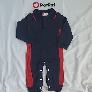 PatPat Dark Blue and Red Kids Footie